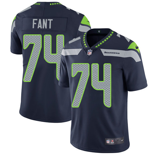 Youth Nike Seattle Seahawks #74 George Fant Navy Blue Team Color Vapor Untouchable Elite Player NFL Jersey