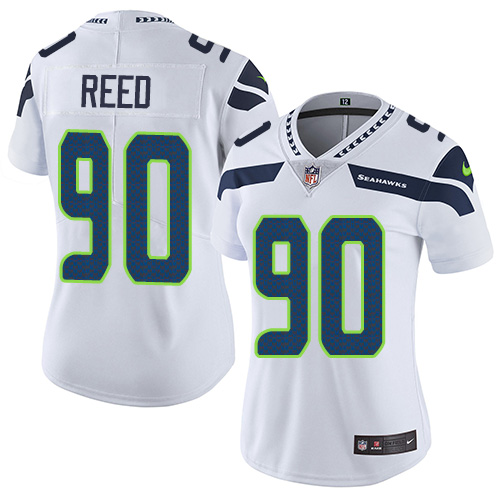 Women's Nike Seattle Seahawks #90 Jarran Reed White Vapor Untouchable Elite Player NFL Jersey