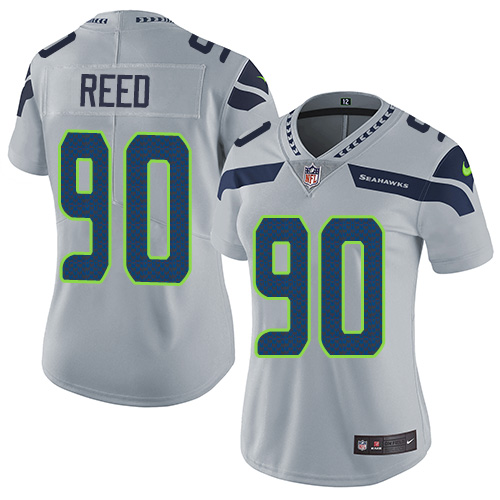 Women's Nike Seattle Seahawks #90 Jarran Reed Grey Alternate Vapor Untouchable Elite Player NFL Jersey