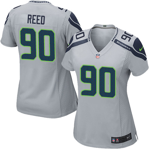 Women's Nike Seattle Seahawks #90 Jarran Reed Game Grey Alternate NFL Jersey