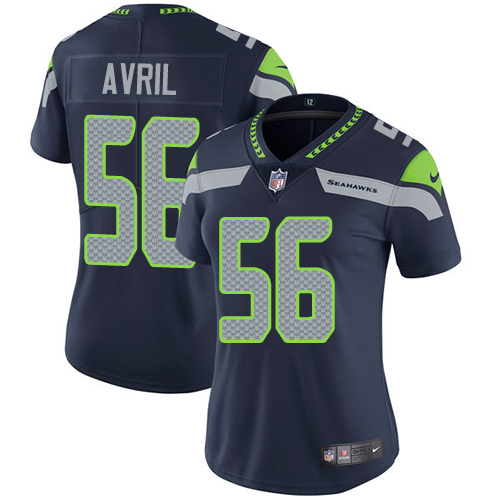 Women's Nike Seattle Seahawks #56 Cliff Avril Navy Blue Team Color Vapor Untouchable Elite Player NFL Jersey