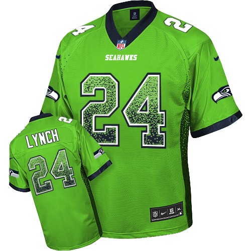 Men's Nike Seattle Seahawks #24 Marshawn Lynch Elite Green Drift Fashion NFL Jersey
