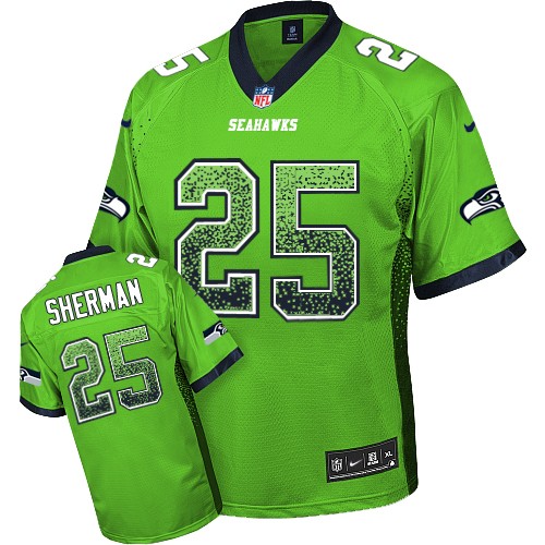 Men's Nike Seattle Seahawks #25 Richard Sherman Elite Green Drift Fashion NFL Jersey
