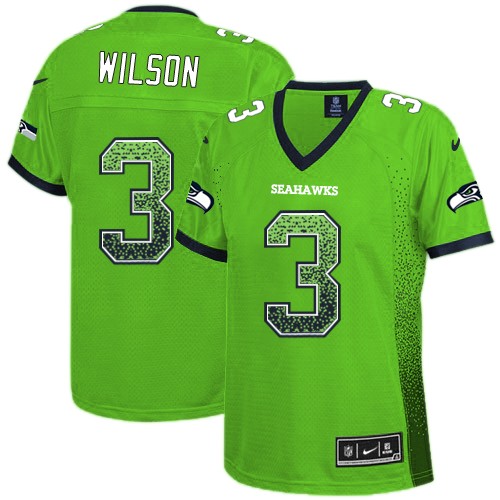 Women's Nike Seattle Seahawks #3 Russell Wilson Elite Green Drift Fashion NFL Jersey