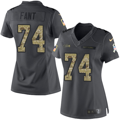 Women's Nike Seattle Seahawks #74 George Fant Limited Black 2016 Salute to Service NFL Jersey