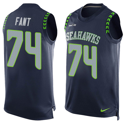 Men's Nike Seattle Seahawks #74 George Fant Limited Steel Blue Player Name & Number Tank Top NFL Jersey
