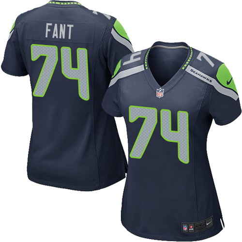 Women's Nike Seattle Seahawks #74 George Fant Game Navy Blue Team Color NFL Jersey