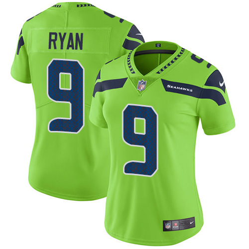 Women's Nike Seattle Seahawks #9 Jon Ryan Limited Green Rush Vapor Untouchable NFL Jersey
