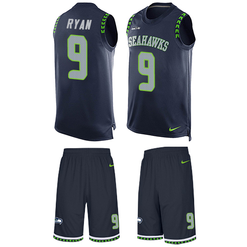 Men's Nike Seattle Seahawks #9 Jon Ryan Limited Steel Blue Tank Top Suit NFL Jersey