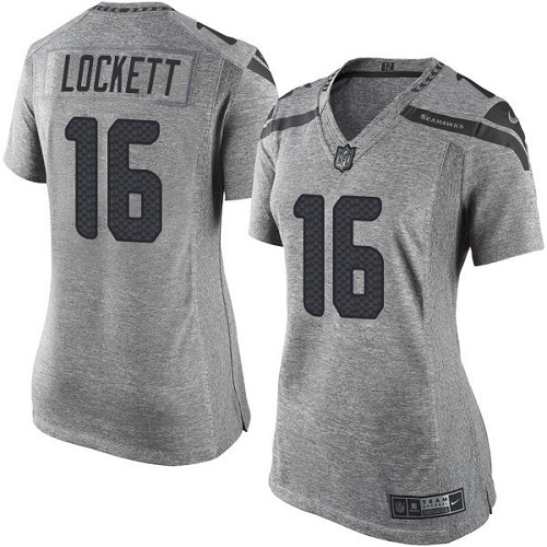 Women's Nike Seattle Seahawks #16 Tyler Lockett Limited Gray Gridiron NFL Jersey