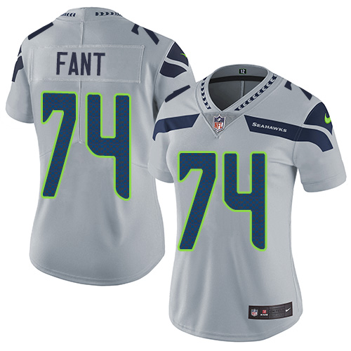 Women's Nike Seattle Seahawks #74 George Fant Grey Alternate Vapor Untouchable Elite Player NFL Jersey