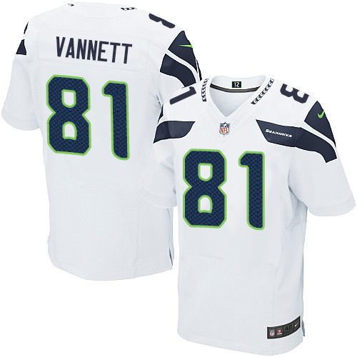 Men's Nike Seattle Seahawks #81 Nick Vannett Elite White NFL Jersey