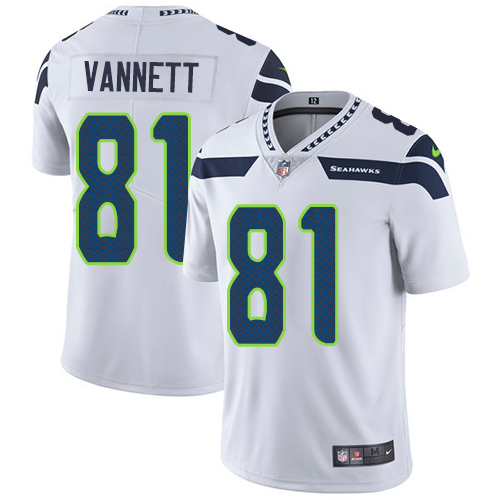 Men's Nike Seattle Seahawks #81 Nick Vannett White Vapor Untouchable Limited Player NFL Jersey