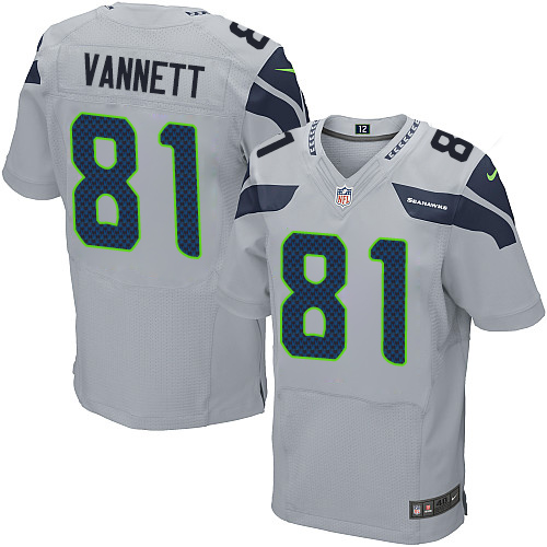 Men's Nike Seattle Seahawks #81 Nick Vannett Elite Grey Alternate NFL Jersey