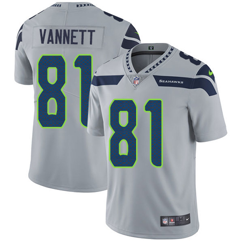 Men's Nike Seattle Seahawks #81 Nick Vannett Grey Alternate Vapor Untouchable Limited Player NFL Jersey