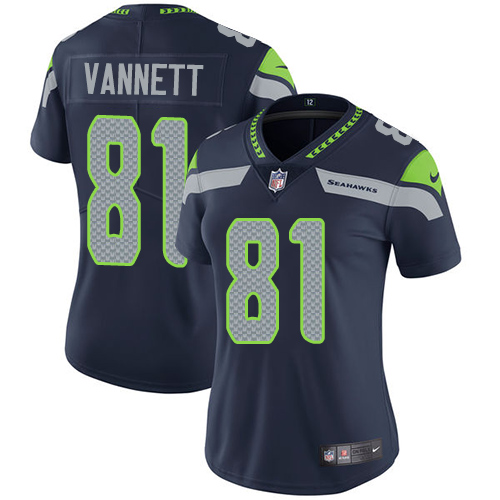 Women's Nike Seattle Seahawks #81 Nick Vannett Navy Blue Team Color Vapor Untouchable Elite Player NFL Jersey