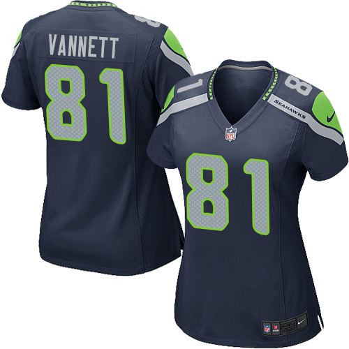 Women's Nike Seattle Seahawks #81 Nick Vannett Game Navy Blue Team Color NFL Jersey