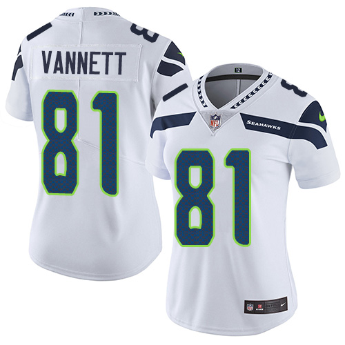 Women's Nike Seattle Seahawks #81 Nick Vannett White Vapor Untouchable Elite Player NFL Jersey