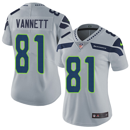Women's Nike Seattle Seahawks #81 Nick Vannett Grey Alternate Vapor Untouchable Limited Player NFL Jersey