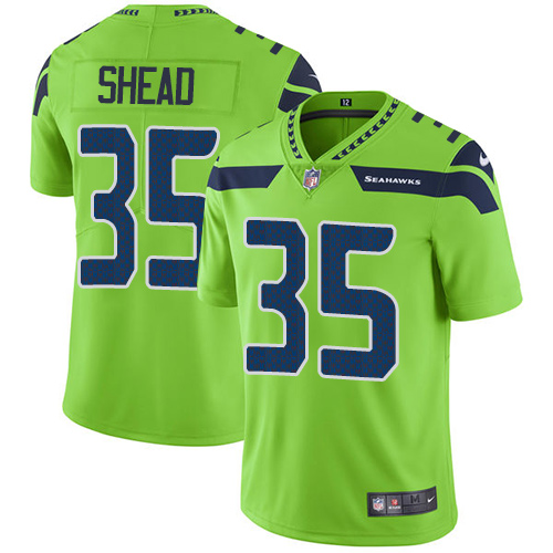 Men's Nike Seattle Seahawks #35 DeShawn Shead Elite Green Rush Vapor Untouchable NFL Jersey