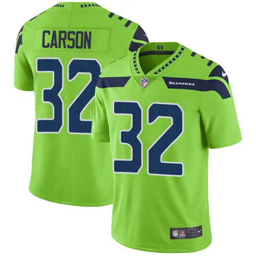 Men's Nike Seattle Seahawks #32 Chris Carson Elite Green Rush Vapor Untouchable NFL Jersey
