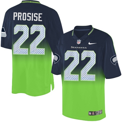 Men's Nike Seattle Seahawks #22 C. J. Prosise Elite Navy/Green Fadeaway NFL Jersey