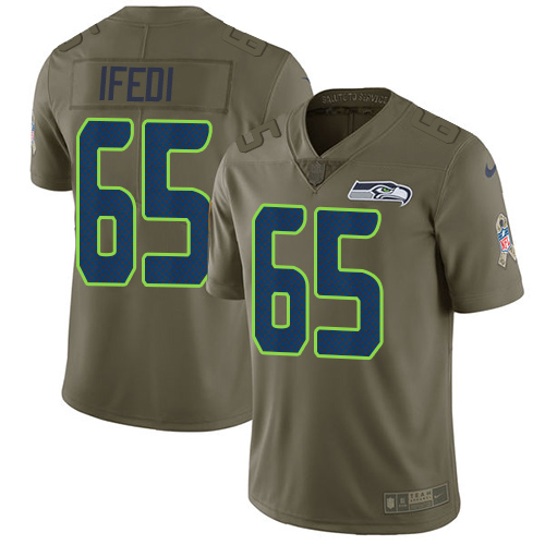 Men's Nike Seattle Seahawks #76 Germain Ifedi Limited Green Salute to Service NFL Jersey