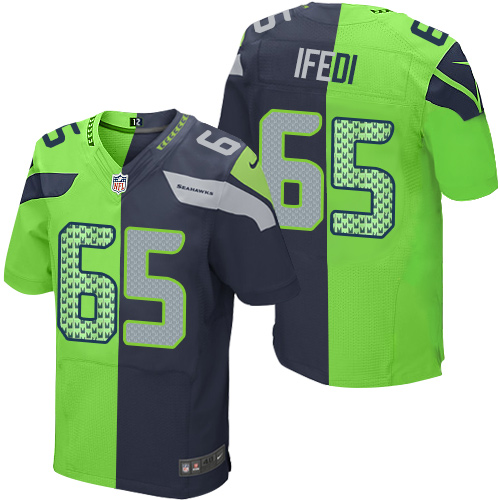 Men's Nike Seattle Seahawks #76 Germain Ifedi Elite Navy/Green Split Fashion NFL Jersey
