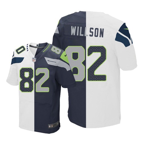 Men's Nike Seattle Seahawks #82 Luke Willson Elite Navy/White Split Fashion NFL Jersey