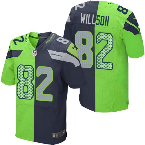 Men's Nike Seattle Seahawks #82 Luke Willson Elite Navy/Green Split Fashion NFL Jersey