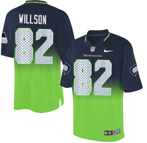 Men's Nike Seattle Seahawks #82 Luke Willson Elite Navy/Green Fadeaway NFL Jersey