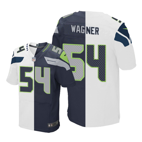 Men's Nike Seattle Seahawks #54 Bobby Wagner Elite Navy/White Split Fashion NFL Jersey