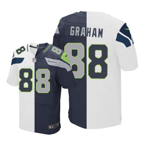 Men's Nike Seattle Seahawks #88 Jimmy Graham Elite Navy/White Split Fashion NFL Jersey