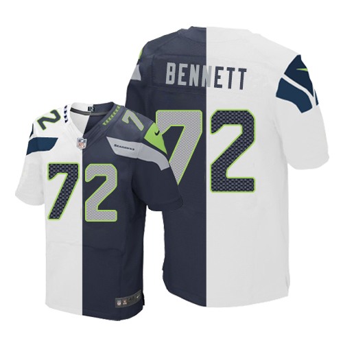 Men's Nike Seattle Seahawks #72 Michael Bennett Elite Navy/White Split Fashion NFL Jersey