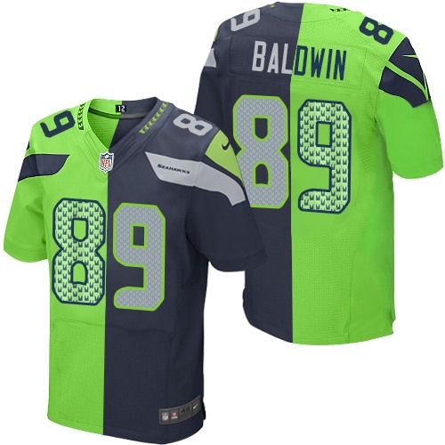 Men's Nike Seattle Seahawks #89 Doug Baldwin Elite Navy/Green Split Fashion NFL Jersey