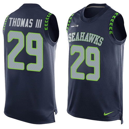 Men's Nike Seattle Seahawks #29 Earl Thomas III Limited Steel Blue Player Name & Number Tank Top NFL Jersey
