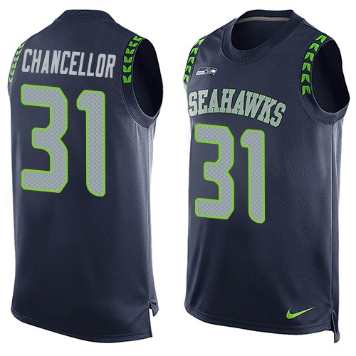 Men's Nike Seattle Seahawks #31 Kam Chancellor Limited Steel Blue Player Name & Number Tank Top NFL Jersey