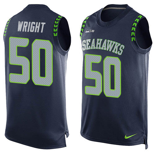 Men's Nike Seattle Seahawks #50 K.J. Wright Limited Steel Blue Player Name & Number Tank Top NFL Jersey