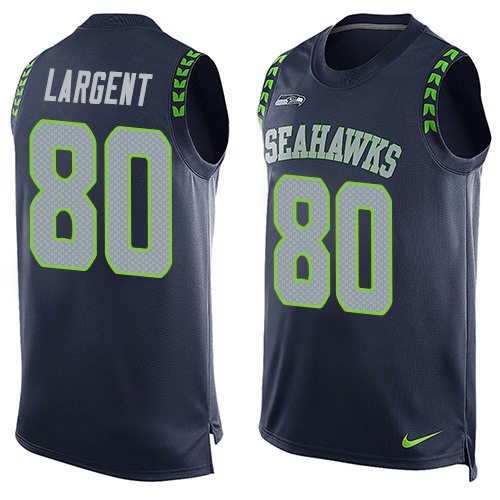 Men's Nike Seattle Seahawks #80 Steve Largent Limited Steel Blue Player Name & Number Tank Top NFL Jersey