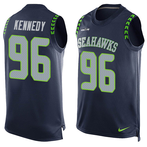Men's Nike Seattle Seahawks #96 Cortez Kennedy Limited Steel Blue Player Name & Number Tank Top NFL Jersey