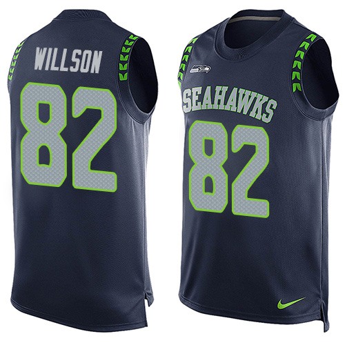 Men's Nike Seattle Seahawks #82 Luke Willson Limited Steel Blue Player Name & Number Tank Top NFL Jersey