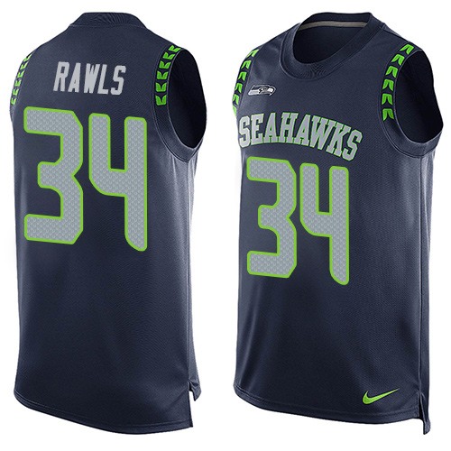Men's Nike Seattle Seahawks #34 Thomas Rawls Limited Steel Blue Player Name & Number Tank Top NFL Jersey