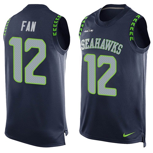 Men's Nike Seattle Seahawks 12th Fan Limited Steel Blue Player Name & Number Tank Top NFL Jersey