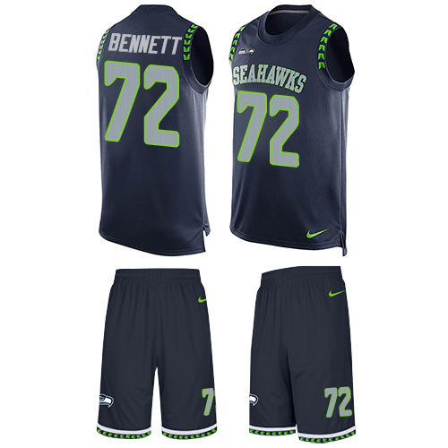 Men's Nike Seattle Seahawks #72 Michael Bennett Limited Steel Blue Tank Top Suit NFL Jersey