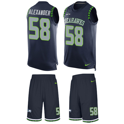 Men's Nike Seattle Seahawks #58 D.J. Alexander Limited Steel Blue Tank Top Suit NFL Jersey