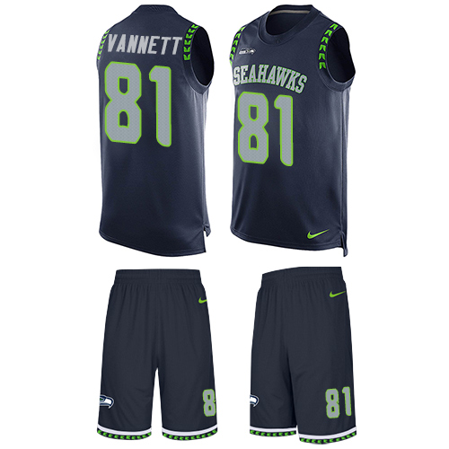 Men's Nike Seattle Seahawks #81 Nick Vannett Limited Steel Blue Tank Top Suit NFL Jersey