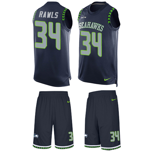 Men's Nike Seattle Seahawks #34 Thomas Rawls Limited Steel Blue Tank Top Suit NFL Jersey