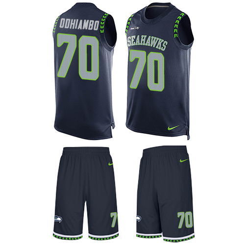 Men's Nike Seattle Seahawks #70 Rees Odhiambo Limited Steel Blue Tank Top Suit NFL Jersey