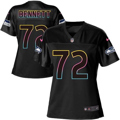 Women's Nike Seattle Seahawks #72 Michael Bennett Game Black Fashion NFL Jersey