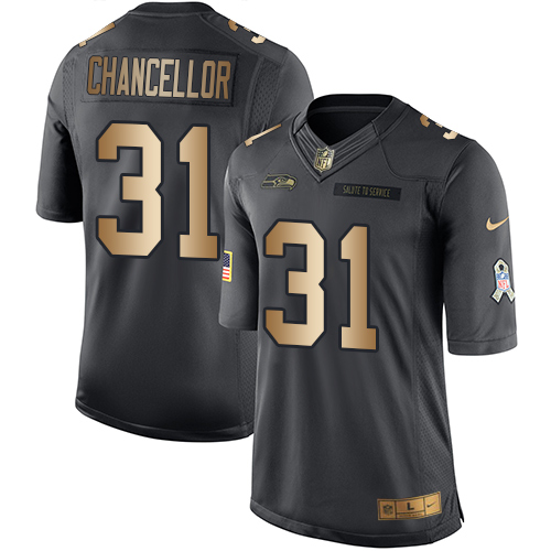 Men's Nike Seattle Seahawks #31 Kam Chancellor Limited Black/Gold Salute to Service NFL Jersey
